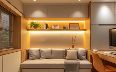 Home office room with chair &amp;amp; Book on the table 478