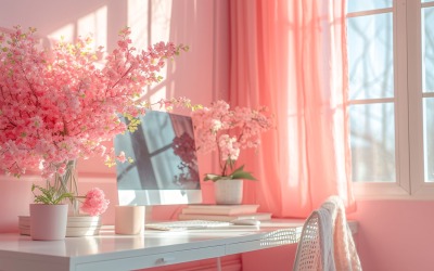 vardagsrumsväxter Vas och ram på rosa vägg solljus 519