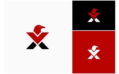 Bokstaven X Raven Crow Corvus logotyp