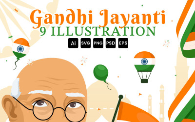 9 Glad Gandhi Jayanti Day Illustration