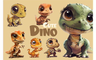 Leuke cartoon dino. T-shirt sticker.