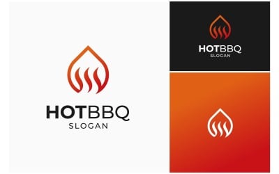 Логотип гриля Fire Hot Bbq Smoke