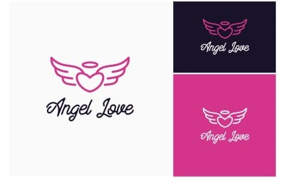 Logo d&amp;#39;aile d&amp;#39;ange en forme de cœur d&amp;#39;amour