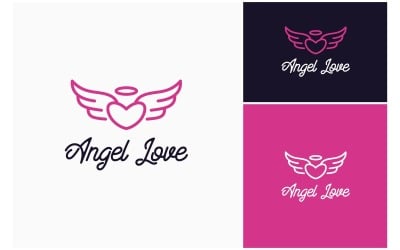 Logotipo de Asa de Anjo com Coração de Amor