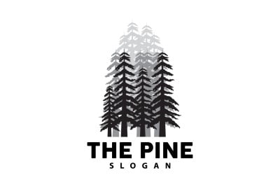 Logo della foresta di pini Design semplice ed eleganteV1