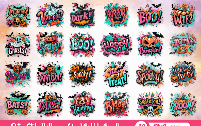 Retro styl Halloween Word Bubble Bundle