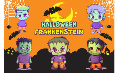 Söta Halloween Frankenstein. Tshirt klistermärke