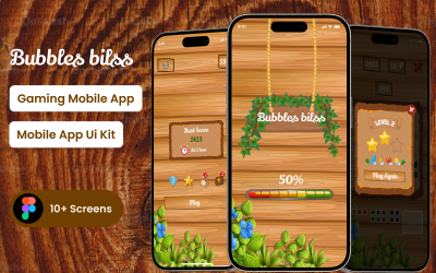 Bubbles Bilss Puzzle Gaming Mobiele App Figma-sjabloon