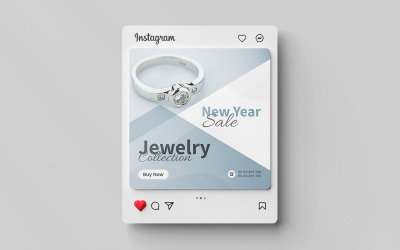 Kreatív és modern divat- és ékszerkiárusítás a média közösségi Instagram-bejegyzés-szalaghirdetés-sablonjához