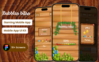 Modèle Figma d&amp;#39;application mobile de jeu de puzzle Bubbles Bilss