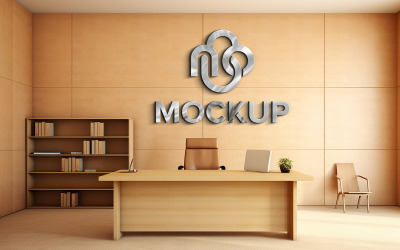 Managerzimmer braunes Wandlogo-Modell