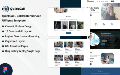 QuickCall - Helpdesk- en callcenterservice Figma UI-sjabloon