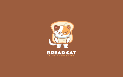 Logotipo de desenho animado de mascote de gato de pão