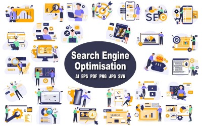 Pacote abrangente de ilustrações de SEO para marketing digital