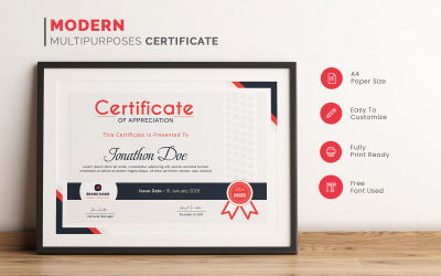 Šablona certifikátu uznání | Moderní inteligentní vzhled - šablona certifikátu