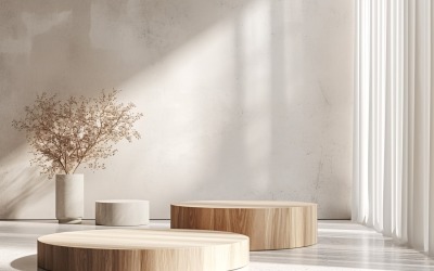 Podium för produktpresentation med lövväxter 16