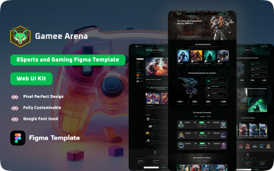 Gamee Arena | Šablona Figma pro eSporty a hry