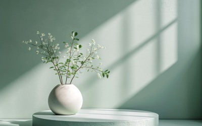 Podium för produktpresentation med lövväxter 98