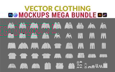 Mega pacote de mockups de roupas vetoriais