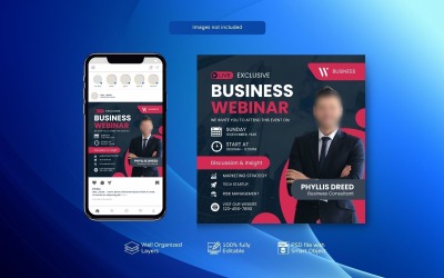 企业社交媒体和现场网络研讨会 PSD 设计要点 黑色 红色