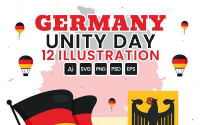 12 tysk enhetsdag Illustration