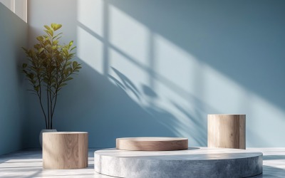 Podium för produktpresentation med lövväxter 284
