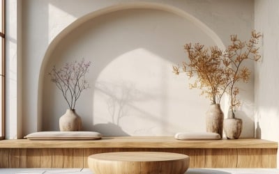 Wooden Podium for Product Presentation Boho Style 212