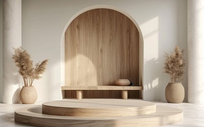 Wooden Podium for Product Presentation Boho Style 219