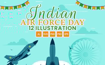12 Indian Air Force Day Illustration