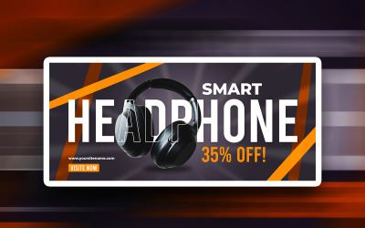 Modelo de design PSD de mídia social promocional para fones de ouvido inteligentes