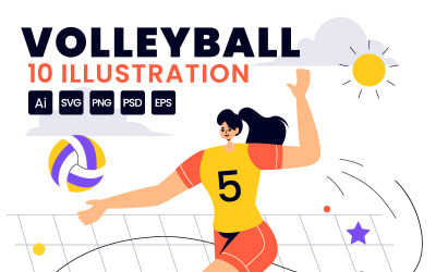 10 Voleybol Oyuncusu İllüstrasyonu