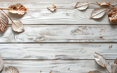 Festive autumn White Rustic Wooden Table leaves. 63