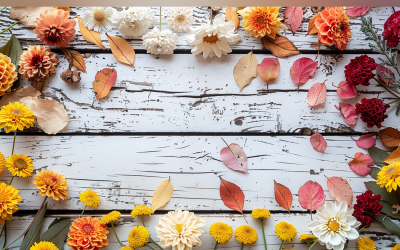 Festlig höst Rustik träbord blad blommor 82