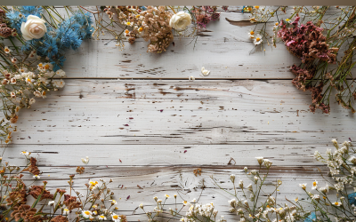 Festlig höst Vit Rustik Träbord Blommor Grenar. 127