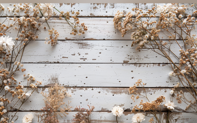 Festlig höst Vit Rustik Träbord Blommor Grenar. 130