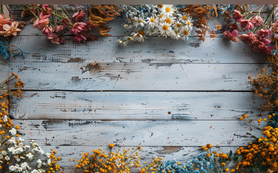 Festliga höstblommor Grenar Rustikt träbord. 119