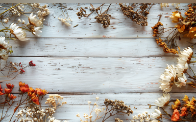 Festliga höstblommor Grenar Vit Rustikt träbord 124
