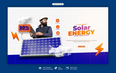 Social Media Webbanner Sjabloon voor Zonne-energiepaneel