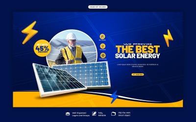 Solární energie Panel Sociální Media Web Banner šablona