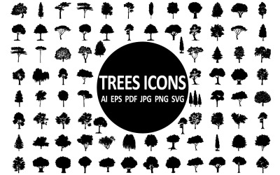 Coleção de ícones de árvores para designs criativos