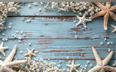 Festive autumn Flowers &amp;amp; Stars On White Rustic Wooden Table. 193