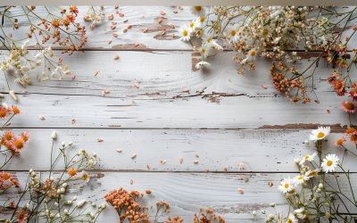 Festlig höst Vit Rustik Träbord Blommor Grenar. 151