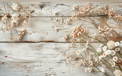 Festliga höstblommor grenar på rustikt träbord. 202