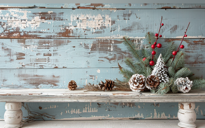 Festliga höstlöv på vitt rustikt träbord 161