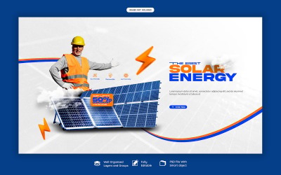 Modello di banner web per i social media del pannello di energia solare