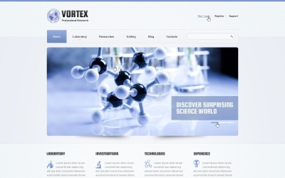 Modelo de site responsivo do laboratório de ciências