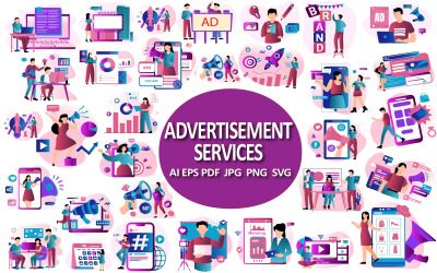 Colección de ilustraciones de servicios publicitarios