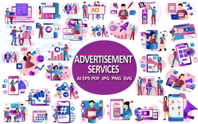 Collection d&amp;#39;illustrations de services publicitaires