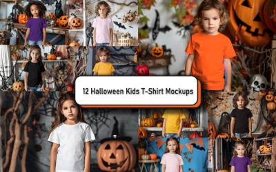 Halloween Kids Bella Canvas 3001 Mockup Bundle