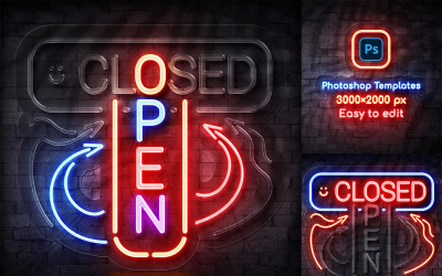 Luz de interruptor neon liga/desliga – Modelo de Photoshop